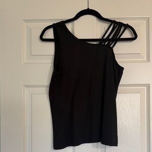 SHEIN Black Asymmetrical Strappy Tank Top